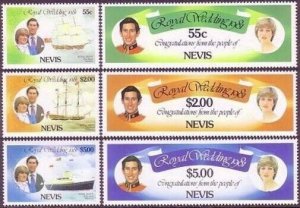 Nevis 135-140,MNH.Michel 60-65. Prince Charles,Lady Diana wedding,1981.