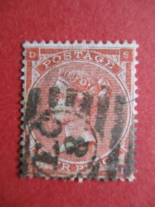 SG81 Great Britain Victoria 1863 Surface Printed 4d Red Hairline EC8 Duplex Used