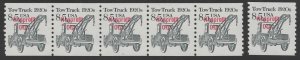 U.S. #2129a MNH Plate# 1 Strip of 5  8.5¢ Bureau Precancel Non-Profit Tow Truck