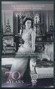 South Georgia 2022 MNH Royalty Stamps Queen Elizabeth II Platinum Jubilee 1v M/S