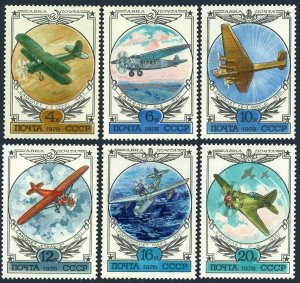 Russia C115-C120, MNH. Mi 4751-4756. Aviation 1978. PO-2 biplane, K-5 passenger,