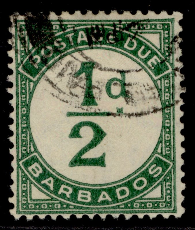 BARBADOS GV SG D1, ½d green, FINE USED. Cat £10. 