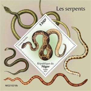 Niger 2021 MNH Reptiles Stamps Snakes Rattlesnakes 1v S/S