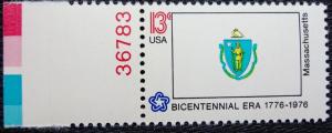 US #1638 MNH Single, State Flags-Massachusetts, SCV $.30 L8