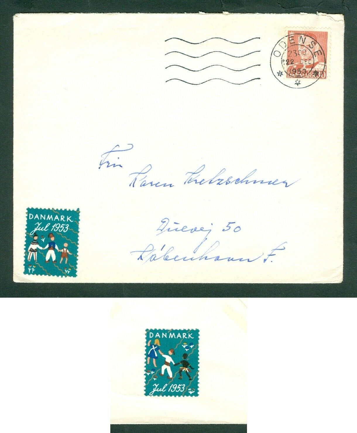 Denmark Cover Christmas 1953 Odense With 2 X Seal Ore King Copenhagen Europe Denmark Stamp Hipstamp