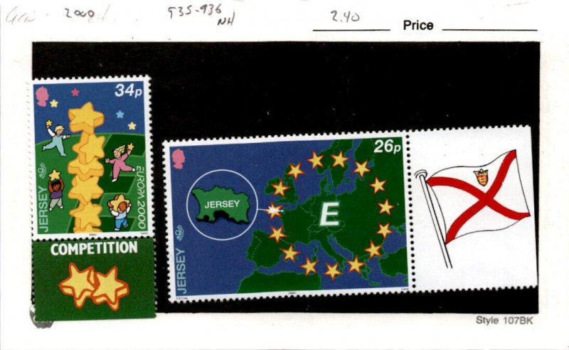 Jersey, Postage Stamp, #935-936 Mint NH, 2000 Europa, Map, Flag (AB)