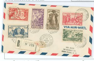 French Guinea 120-25 1937 Registered Conakry-NY; scv is for 120