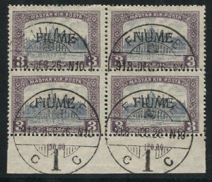 Fiume Vedute 2 Kr. Hand overprint in used quatrain