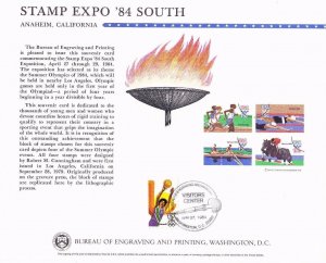 BEP Souvenir Card B66 Stamp Expo '84 South Stamp Show Olympics VC Cancel