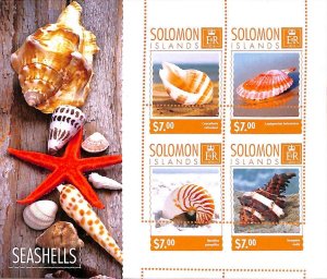 A7030 - SOLOMON ISLANDS, Error,2014,MISPERF MINIATURE SHEET: Shells, Marine life