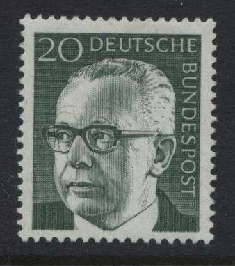 GERMANY. -Scott 1030 -Pres.G.Heinemann - 1970- MNH - Single 20pf Stamp