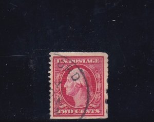 US #388 used coil w/bizarre perfs; SCV=$2,250.00 (110D)