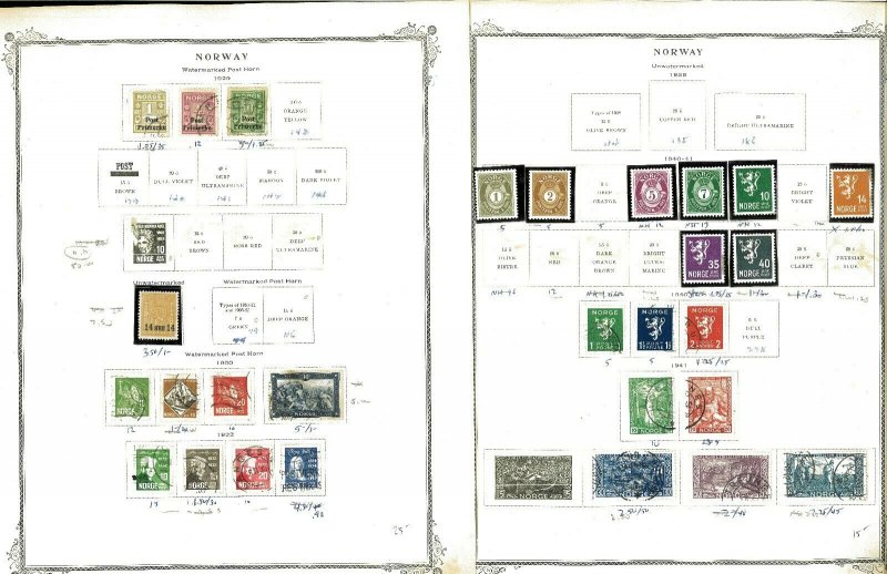Norway 1856-1973 M & U (mostly) Hinged & in Mounts on Scott Specialty Pages