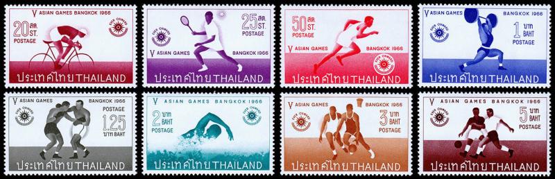 Thailand Scott 442-449 (1966) Mint LH VF Complete Set, CV $95.00 C