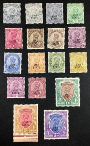 MOMEN: INDIA JIND SG #64-78 1914-27 MINT OG H £180 LOT #67986