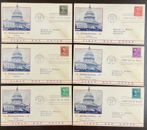 803-832 Partial Set of 30 cachets Presidential Series FDC 1938