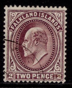 FALKLAND ISLANDS EDVII SG45, 2d purple, FINE USED. Cat £21.