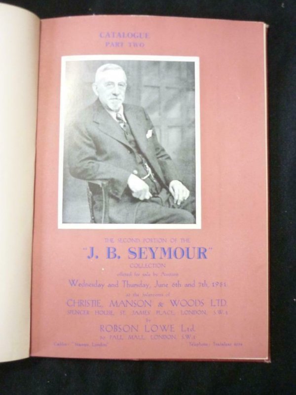 ROBSON LOWE AUCTION CATALOGUE 1951 GB THE 'J B SEYMOUR' COLLECTION PART 2 BOUND