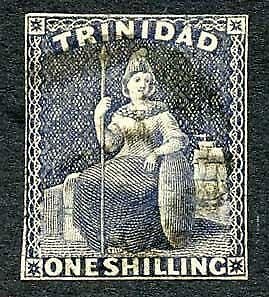 Trinidad SG25 1/- indigo Cat 350 pounds Four Margins