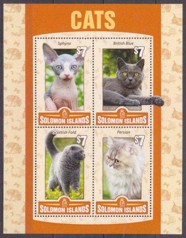 2016 Solomon Islands  3596-3599KL Cats 8,50 €