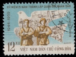 North Vietnam. Scott 109 Peoples Army 15th Anniversary stamp Used