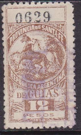 Argentina Revenue Stamp Forbin #117B Guias Santa Fe 1898 12P. Used.