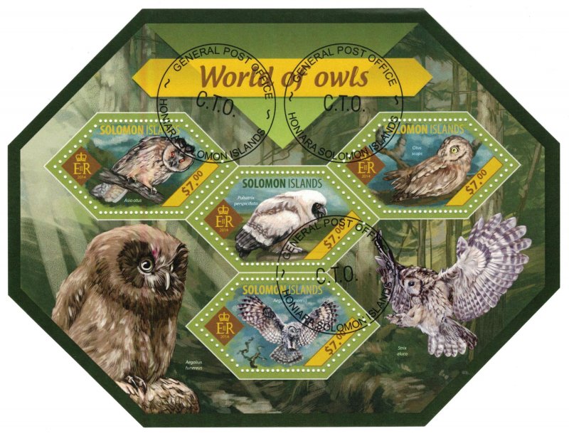 SOLOMON ISLANDS 2014 - Owls /complete set (sheet+block)