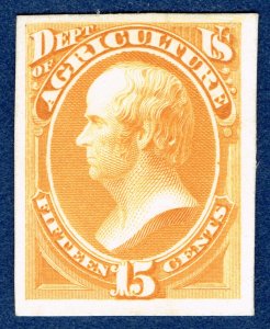 [st1638] USA 1873 Scott #O7P4 15¢ Agriculture Official Proof on Card