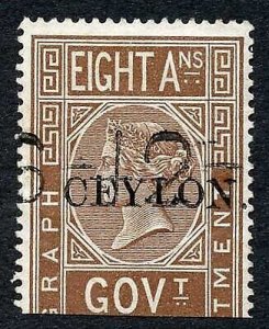 Ceylon Telegraph SGT3 8a India opt Ceylon with Colombo cancel Cat 72 pounds