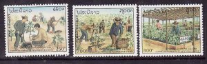 Laos-Sc#1049-51- id6-unused NH set-Trees-Arbor Day-1991-