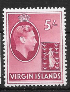 VIRGIN ISLANDS SG119a 1942 5/= CARMINE MTD MINT 