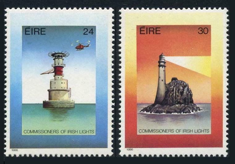 Ireland 667-668,MNH.Michel 601-602. Lighthouses 1986.Helicopter.