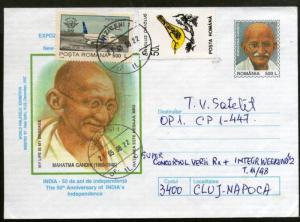 Romania 1997's Mahatma Gandhi of India Postal Stationary Envelope Commercial ...