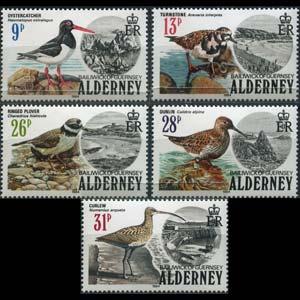 GUERNSEY-ALDERNEY 1984 - Scott# 13-7 Birds Set of 5 NH