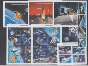 GABON 7 SHEETS + 4 SETS SPACE FIRST MAN ON THE MOON