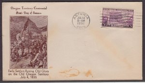 1936 Oregon Territory 100 years Sc 783-25a FDC Clifford cachet Astoria OR