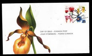 Canada-Sc#2128-31-stamps on FDC-Coils-Flowers-2005