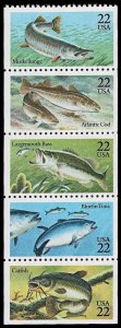 PCBstamps   US #2205/2209a Bk Pane $1.10(5x22c)Fish, MNH, (1)