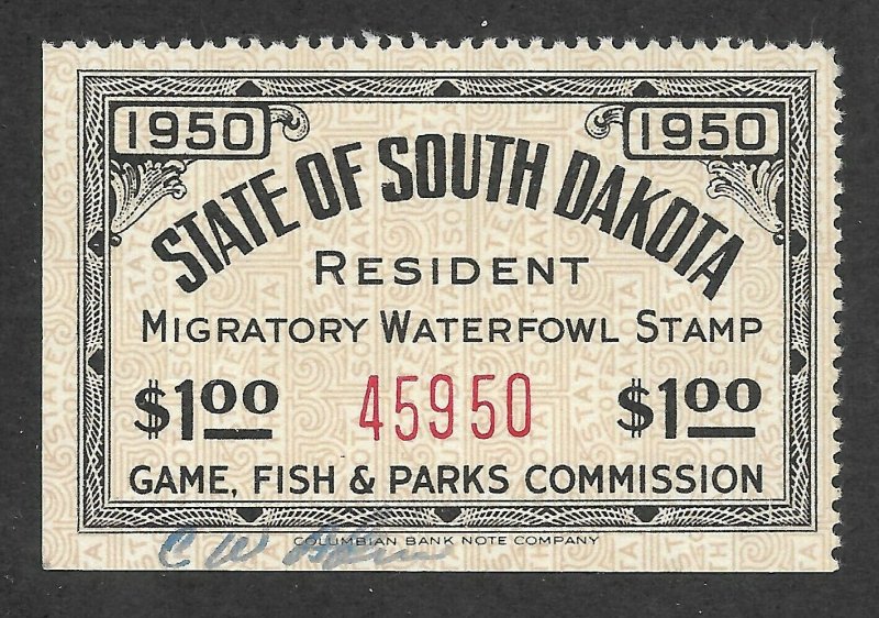 Doyle's_Stamps: Choice Used South Dakota 1950 State Duck Stamp #2 VF+