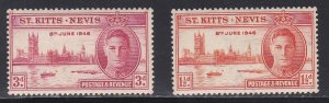 St. Kitts & Nevis # 91-92, Peace Issue, Hinged, 1/3 Cat.