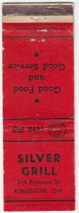 Canada Revenue 1/5¢ Excise Tax Matchbook SILVER GRILL Kingston, Ont.