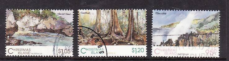 Christmas Is.-Sc#351-3-used Scenic views-1993-