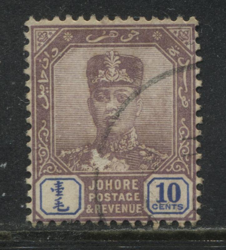 Johore 1921 10 cents used