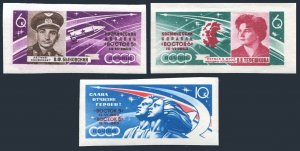 Russia 2750-2752,2750-2752 imperf, MNH. Flights of Bykovski, Tereshkova, 1963.