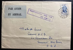 1959 Drogheda Ireland Airmail Cover To Summit NJ USA Insufficiently Paid