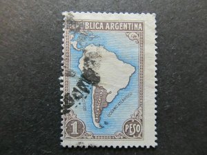 1935-51 A4P30F64 Argentina WMK RA in Sun 1p Used-