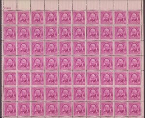US, 960, WILLIAM WHITE, FULL SHEET OF 70, MINT NH, 1940'S COLLECTION