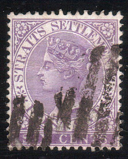 MALAYA STRAITS SETTLEMENTS 1867-72 6c  bright lilac SG13a used.............12981 