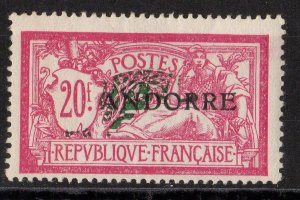 Andorra (French)  22 Yv 23 20Fr Magenta & Green MNH F/VF 1931 $800.00