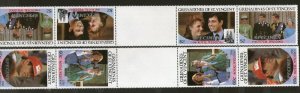 St. Vincent Grenadines 1986 Royal Wedding Sc 539-40 Se-tenant Tete-beche Gutt...